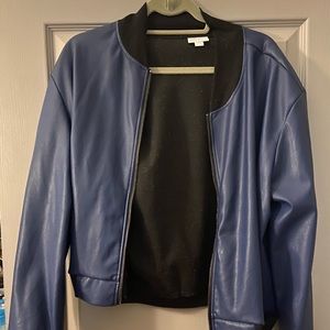 Lularoe blue faux leather bomber jacket